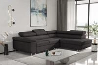Ecksofa Sofa Jade Stoff Ascot Schwarz Mit Schlaffunktion Ottomane Rechts