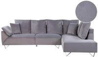 Beliani - Ecksofa Grau Kordbezug 266 X 181 Cm Abziehbare Kissenbez&uuml;ge Dekorative