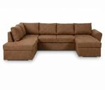 Stefan U-f&ouml;rmiges Schlafsofa Mit Chaiselongue Auf Der Rechten Seite, Braunes