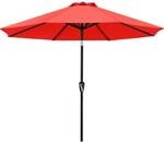 Sonnenschirm 270cm Rot, Wasserabweisend, Kurbel & Neigungsfunktion