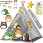 Kidiz&reg; Tipi Zelt Spielzelt F&uuml;r Kinder, Inkl. Led-lichterkette &ndash; Grau