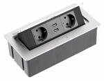 Gtv 2-er Tisch-steckdosenleiste 2 Usb-anschl&uuml;sse Silber
