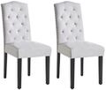 Esszimmerstuhl 2er Set Grau Polsterbezug Mit Chesterfield Steppung Holzbeine...