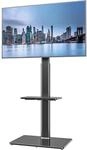 Tv Standfu&szlig; Mit 2 Regalen, H&ouml;henverstellbar, F&uuml;r 19-42 Zoll Tvs, Schwarz