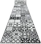 L&auml;ufer Antirutsch Azulejo Patchwork, Lissabonfliesen Grau / Schwarz Grey...