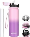 Edelstahl Thermosflasche 1l Mit Strohhalm, Auslaufsicher, Bpa-frei, Pink-lila