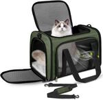 Transporttasche F&uuml;r Katze & Hund, Faltbar, Atmungsaktiv, Bis 5kg, Gr&uuml;n L