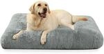 Hundebett Grau 90x60cm, Pl&uuml;sch, Waschbar, Rutschfest, F&uuml;r Gro&szlig;e Hunde