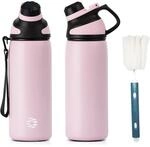Edelstahl Trinkflasche 600ml Mit Magnetdeckel, Bpa-frei, Auslaufsicher, Thermo,...
