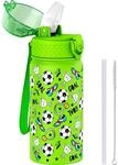 Kinder Trinkflasche 550ml Edelstahl Mit Strohhalm, Doppelwandig, Bpa-frei,