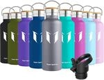 Edelstahl Trinkflasche 620ml Grau Mit 2 Deckeln, Bpa-frei, Auslaufsicher,