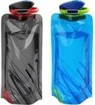 2er Set Faltbare Trinkflaschen 700ml Bpa-frei F&uuml;r Wandern & Reisen