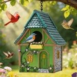 Buntes Vogelhaus Mit Kette, Wetterfestes Kunstharz, F&uuml;r Garten & Au&szlig;enbereich