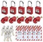 Sicherheitsvorh&auml;ngeschloss Set 5 St&uuml;ck Rot Mit Schl&uuml;sseln Und