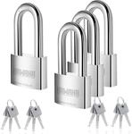 Vorh&auml;ngeschloss Edelstahl 50mm Mit Langem B&uuml;gel, 4er Pack, Gleichschlie&szlig;end,
