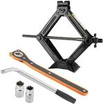 Scherenwagenheber Kit 2t Mit Ratsche & Radmutternschl&uuml;ssel F&uuml;r Pkw Suv