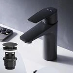 Am.pm Badarmatur Mit Pop-up Ablaufventil F&uuml;r Waschbecken Wasserhahn Bad Schwarz
