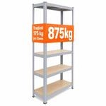 Relaxdays Schwerlastregal, Hxbxt: 180 X 60 X 30 Cm, 875 Kg, 5 Ebenen, Lagerregal