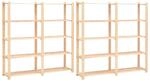 Lagerregale 5 B&ouml;den 2 Stk. 170x38x170cm Massivholz Kiefer 500kg - Vidaxl