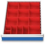Schubladenunterteilungsmaterial Front-h.75-100mm 15 Kleinteilek&auml;sten