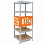 Relaxdays Schwerlastregal, Hxbxt: 200 X 60 X 60 Cm, 875 Kg, 5 Ebenen, Lagerregal