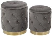 Pouf Mit Stauraum 2er Set Pueblo Samtstoff Grau