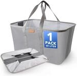 Faltbarer W&auml;schekorb 68l, Extra Flach, 2cm, Grau, 600d Oxford Stoff