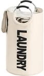 Faltbarer W&auml;schekorb 115l Mit Griff, Formstabil, Beige