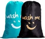 W&auml;schesack 120l Mit Kordelzug, 2er-set, Blau & Schwarz