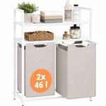 Relaxdays W&auml;schekorb Mit Ablagen, 2 Ausziehbare W&auml;schesammler, Je 46 Liter,...