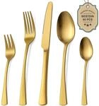Besteckset 60 Teile F&uuml;r 12 Personen, Edelstahl Matt Gold, Sp&uuml;lmaschinenfest