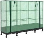 Vidaxl Garden Planter With Greenhouse Cover&wheels 4 Pcs Black Pp