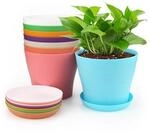 8er Set Blument&ouml;pfe 10cm Mit Untersetzern, Kunststoff, Mehrfarbig