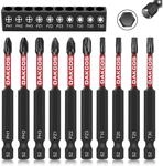 Schraubendreher Bit Set 75mm S2 Stahl Ph Pz Torx 1/4" Sechskant 10tlg