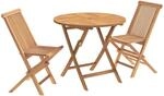 3-teiliges Klappbares Garten Bistro Set Natur Massivholz Teak Vidaxl