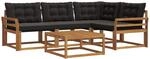 Outdoor-sofagarnitur 5 Stk. Natur Und Schwarz Vidaxl