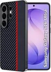 Samsung Galaxy S26 Ultra H&uuml;lle Wasserdicht Sto&szlig;fest Carbonfaser Rot Schwarz