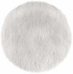 Teppich, Fell, Rund, Wei&szlig;, Durchmesser 90 Cm