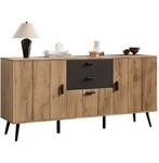 Sideboard Mit 3 T&uuml;ren, 2 Schubladen Und 7 Stauf&auml;chern, Mdf Schwarz Und...