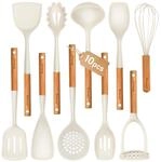 10-teiliges K&uuml;chenhelfer Set Aus Silikon Mit Holzgriff, Bpa-frei,...