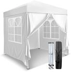 Faltpavillon 2x2m Grau, Wasserdicht, H&ouml;henverstellbar, Mit 4 Seitenteilen