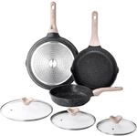 3-teiliges Bratpfannen-set Mit Deckel, Granit-beschichtung, Induktion, 24/28/32...