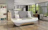 Klick-klack-sofa Schlafsofa Kandy In Stoff Sawana / Kunstleder Hellgrau-wei&szlig;