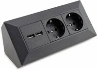 2-fach Steckdosenblock+ 2x Usb,anthrazit 250v/ 16a, Aufbaumontage
