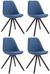 4er Set Besucherst&uuml;hle Toulouse Stoff Rund Blau Cappuccino