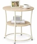 Relaxdays Beistelltisch, 2 Ablagen, Hxd: 55 X 55 Cm, Holzoptik & Metall, Sofatisch,