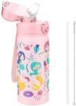 Kinder Trinkflasche 550ml Edelstahl Mit Strohhalm, Auslaufsicher, Bpa-frei, Rosa