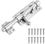 Edelstahl T&uuml;rriegel 16cm Mit Vorh&auml;ngeschlossloch, 12mm Bolzen, F&uuml;r Haus &...