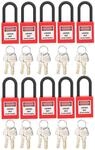 Sicherheitsvorh&auml;ngeschloss 38mm Rot, Nylon, Lockout/tagout, 10er Set