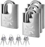 Hochsicherheits-vorh&auml;ngeschloss Edelstahl 60mm, Gleichschlie&szlig;end, 4er Pack
